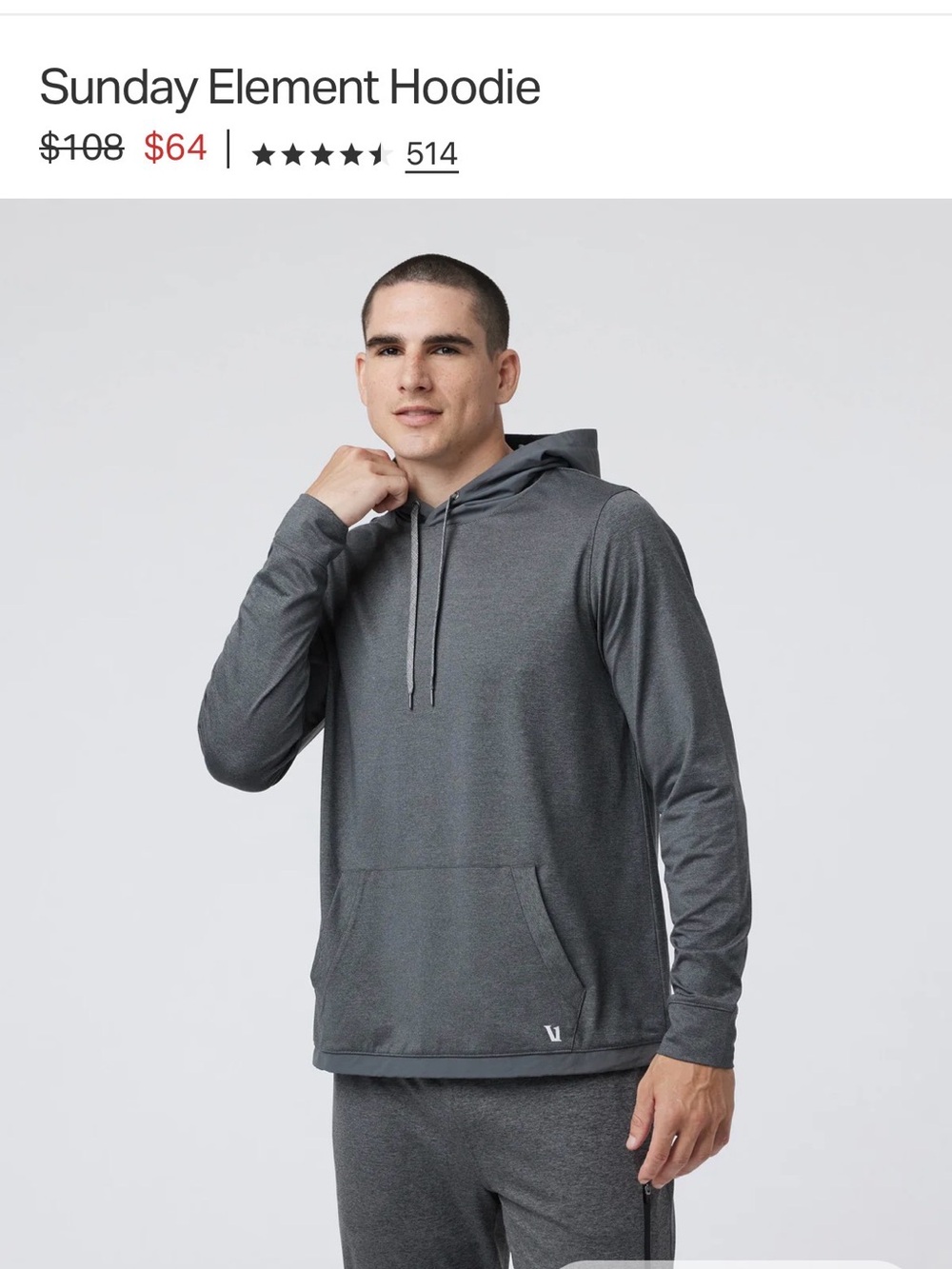 Vuori Sunday Element Hoodie in Black